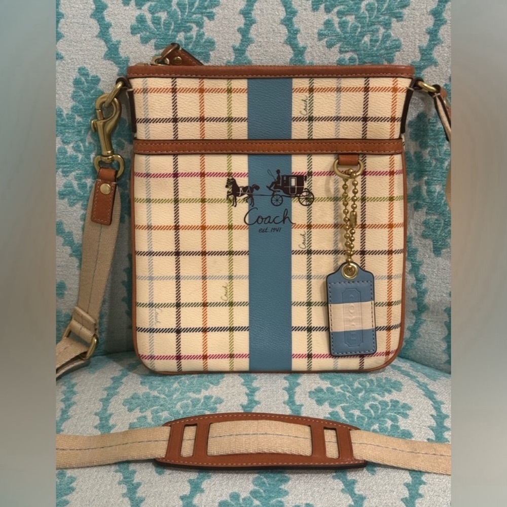 Coach Heritage Tattersall Multicolor Plaid Crossbody bag
